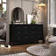  Commode 6 tiroirs en bois massif - Noir