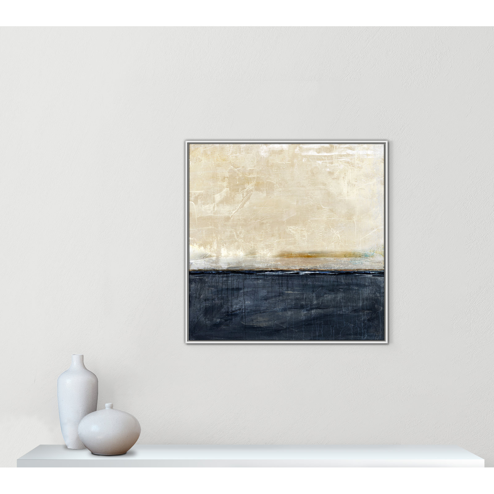 Better Days Navy Print by Denise Brown, 37.5" H x 37.5" W, White