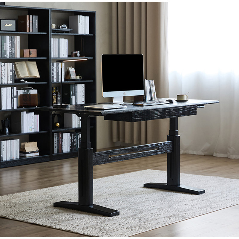 Bureau debout électrique réglable en bois massif, H 27,9 po x l 70,9 po x P 31,5 po