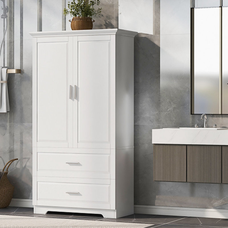 Tall Bathroom Storage Cabinet with Two Doors and Drawers