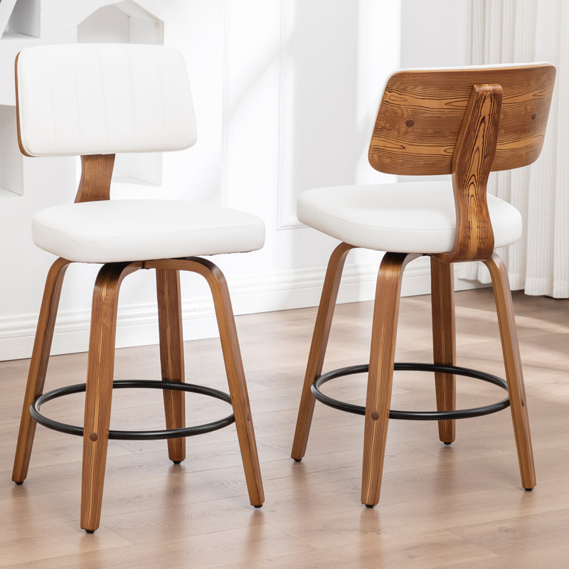 Tabourets de bar et de tabouret pivotants rembourrés Modern, Blanc