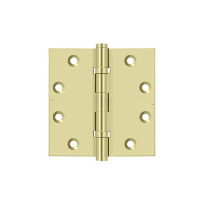 Deltana DSB45B3-UNL 4-1/2" x 4-1/2" Square Hinges, Ball Bearings in Unlacquered Brass Pair
