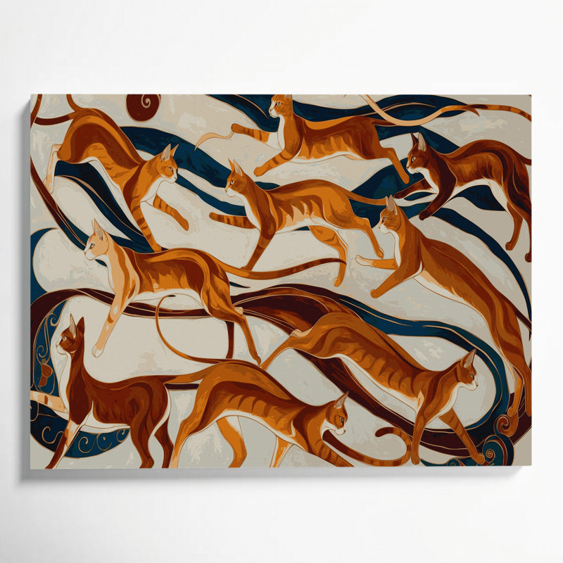 Chats Javanais beige, art mural sur toile, H 8 po x l 10 po