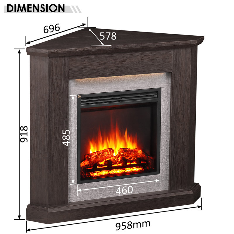 HOWICK FLAMME 96cm W Electric Fireplace, Espresso Oak