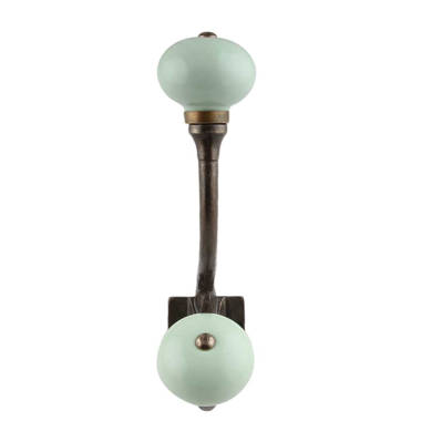 UNIQANTIQ HARDWARE SUPPLY Antique Brass Finished with Ceramic Ball Hat and  Coat Hall Tree Hook | Double Coat Hook | Hall Tree, Rack Mount Vintage Coat
