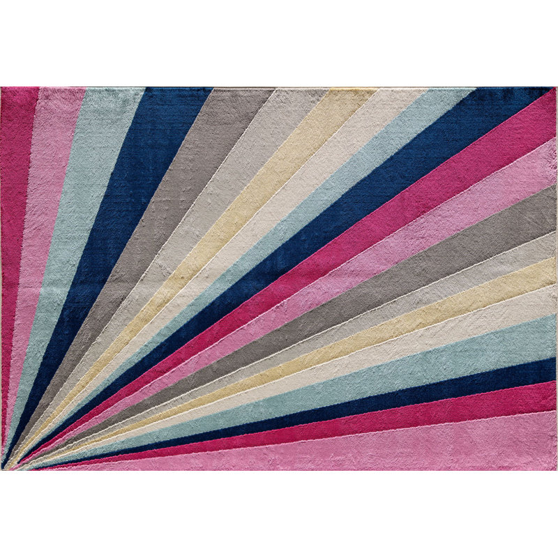 Vera Modern Sun Ray Area Rug, Rectangle 2' x 4'