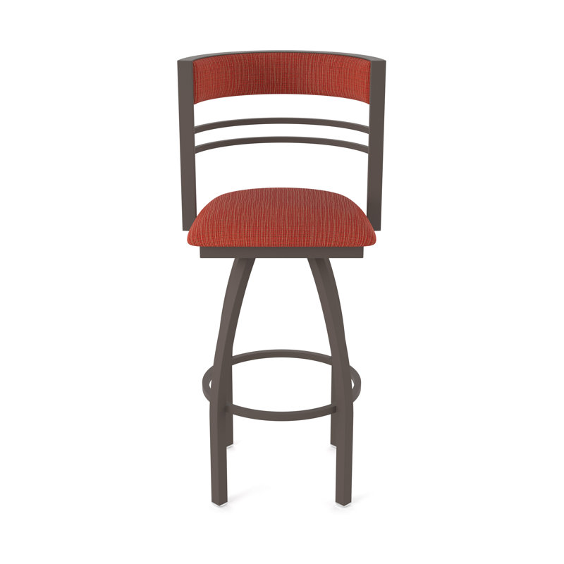 Hunter Swivel Stool, Bronze, Tabouret de comptoir (siège d'une hauteur de 25 p, Tissu graphique coquelicot
