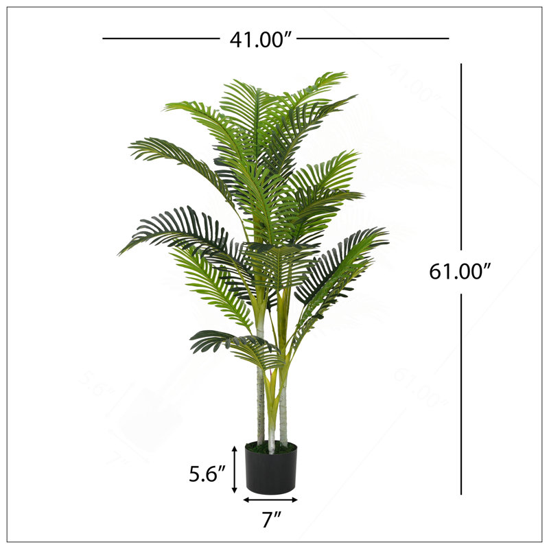 Palmier artificiel avec pot, ensemble d'Oralia, H 61 po x l 41 po x P 41 po