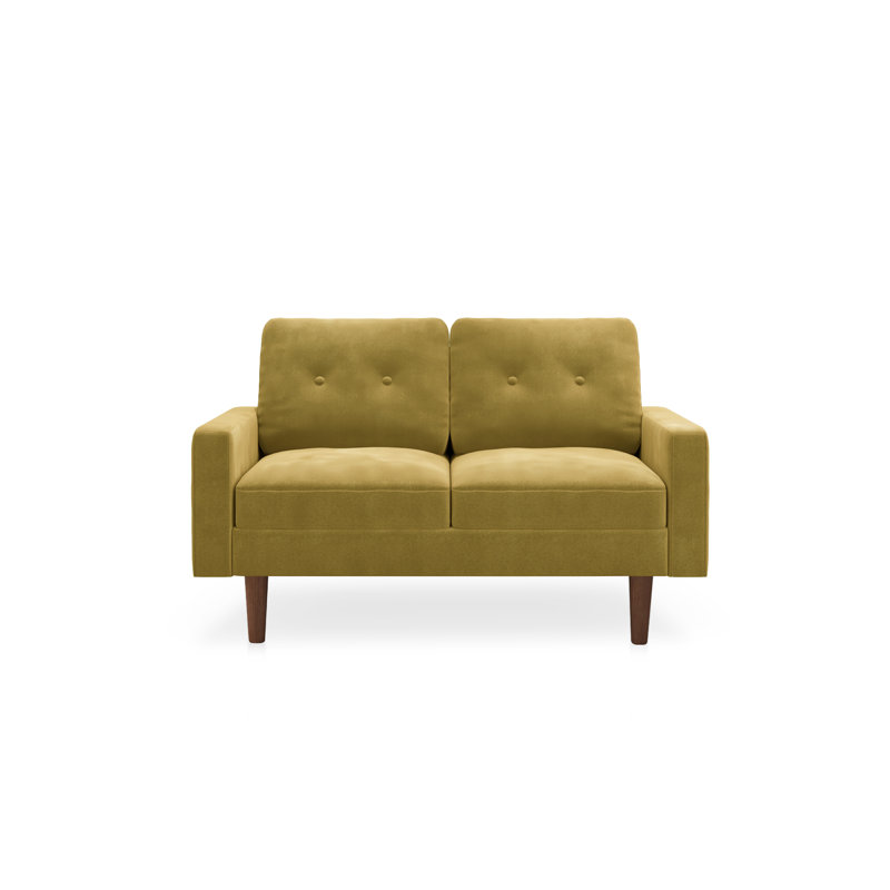 Madian Velvet Sofa, Goldenrod Velvet, 32.7" H x 58" W x 30" D
