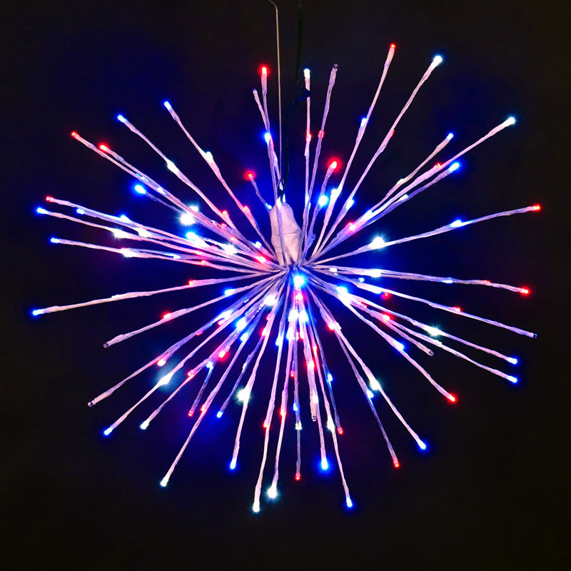 200 lanternes 200 lumières, H 24 po x L 24 po x l 24 po, Blanc pur / rouge / bleu