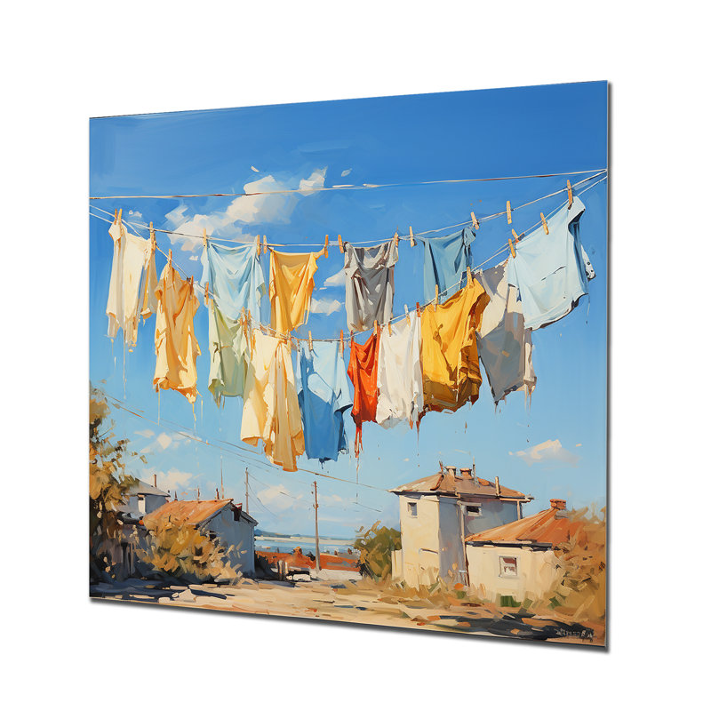 Laundry Day Village 1 - Art mural en métal, H 36 po x l 36 po