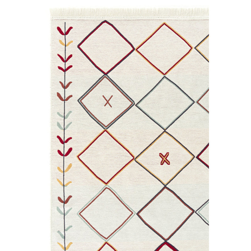 Framingham Cotton Machine Made Indoor / Outdoor Area Rug, Rectangle 3'11" x 5'10"
