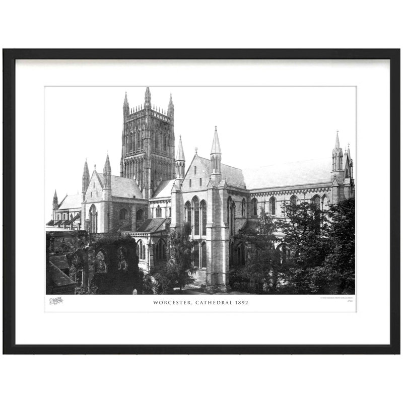 Worcester, Cathedral 1892 - Single Picture Frame Print, 28cm H x 36cm W x 2.3cm D