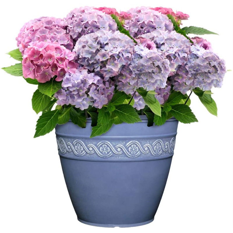 Milahn Resin Round Pot Planter, 7" H x 8" W x 8" D, Storm Blue