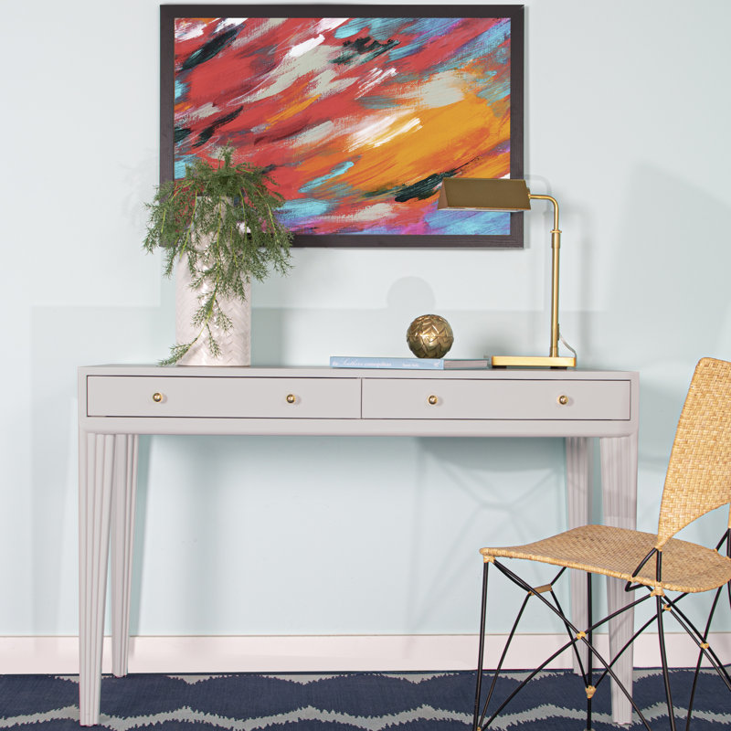 Barcelona Solid Wood Writing Desk, Citrus Orange