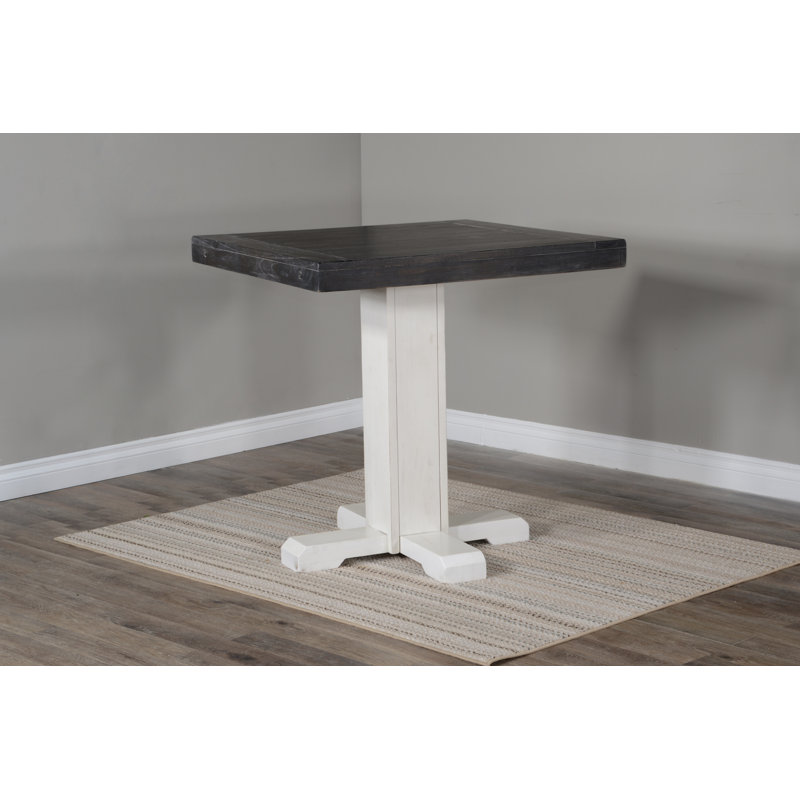 Midvale Mahogany Solid Wood Dining Table, White/Charcoal Gray