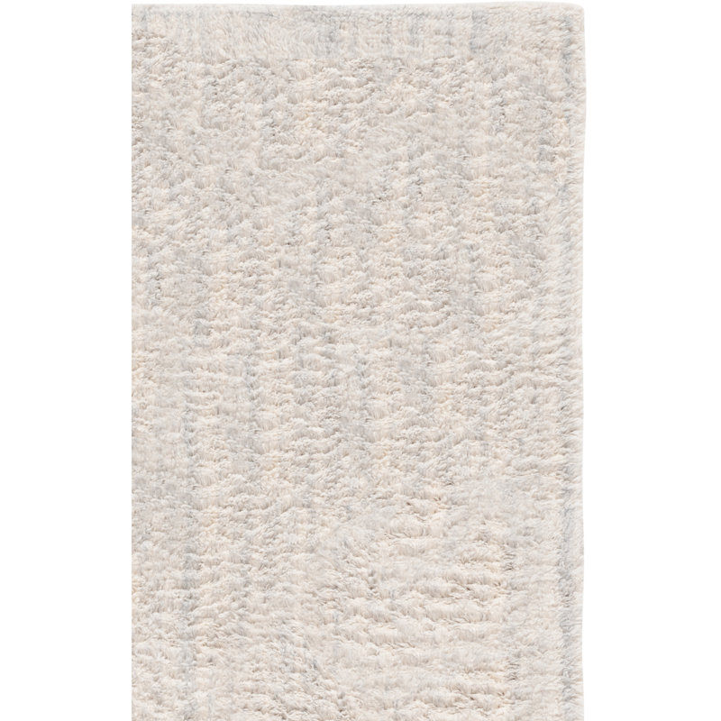 Pedra Hand Tufted Wool/Cotton Rug in Silver/Ivory, Runner 2'3" x 9'
