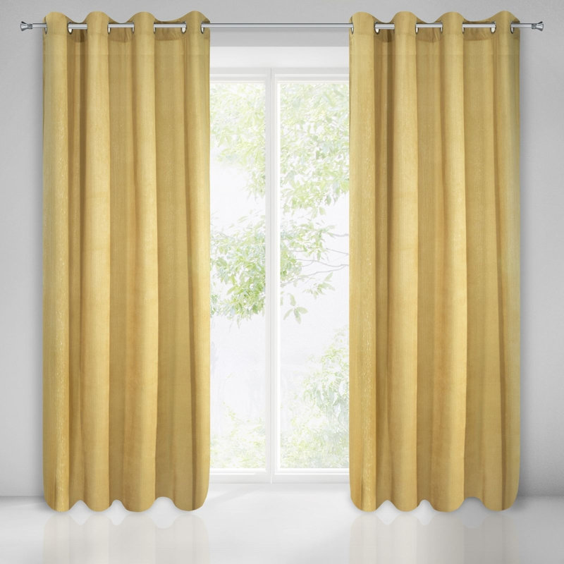 Gurucharan Eyelet Blackout Curtain, Mustard