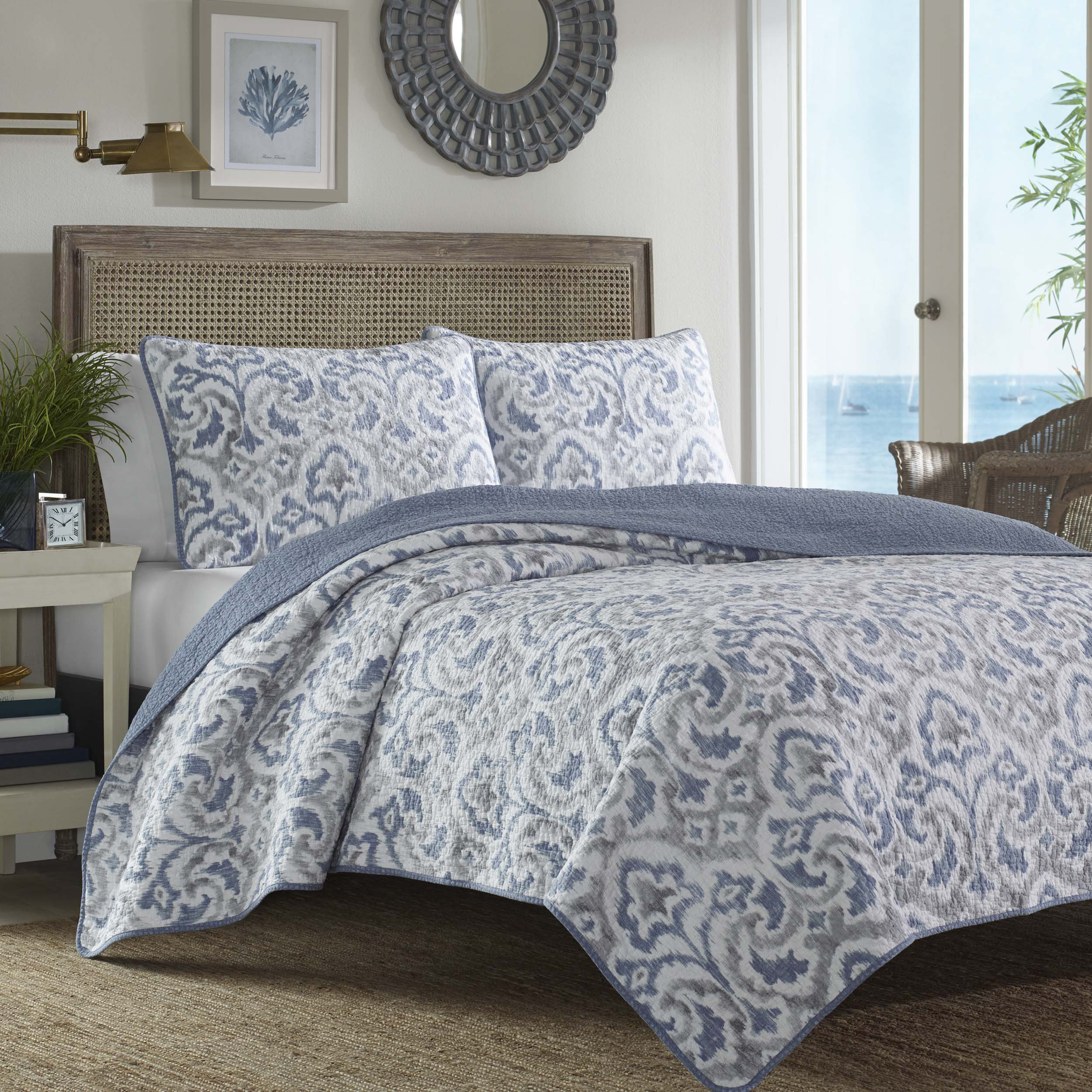 Tommy Bahama Home Tommy Bahama Cape Verde Grey Cotton Reversible Quilt ...