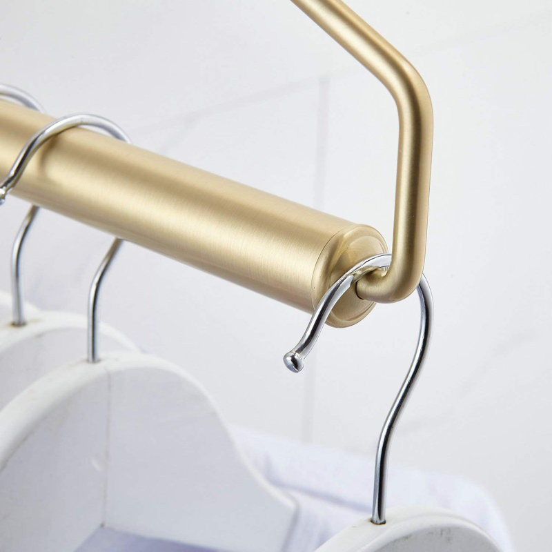 Folding Wall Mounted Clothes Hanger Rack,Brushed Gold