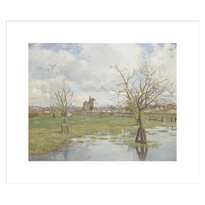 Flooded Fields at St.-Ouen l'Aumône by Camille Pissarro -Framed Giclee Print