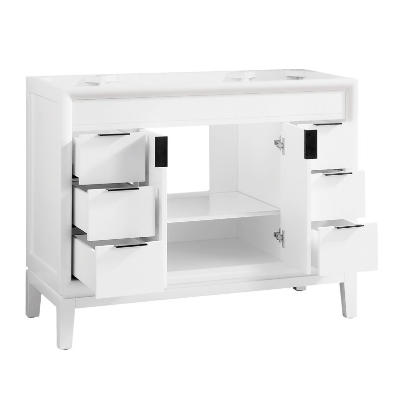 Ensemble de meuble-lavabo simple 43 po Emma, Blanc, Marbre blanc de Cala