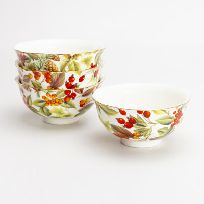  Pine Cone Berries Scallop Candy / Nut Bowl, Set Of 4