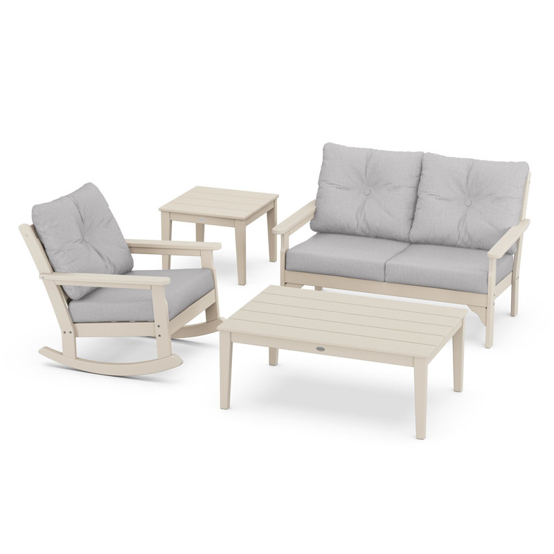Vineyard 4-Piece Deep Seating Rocker Set, Granite, Sand