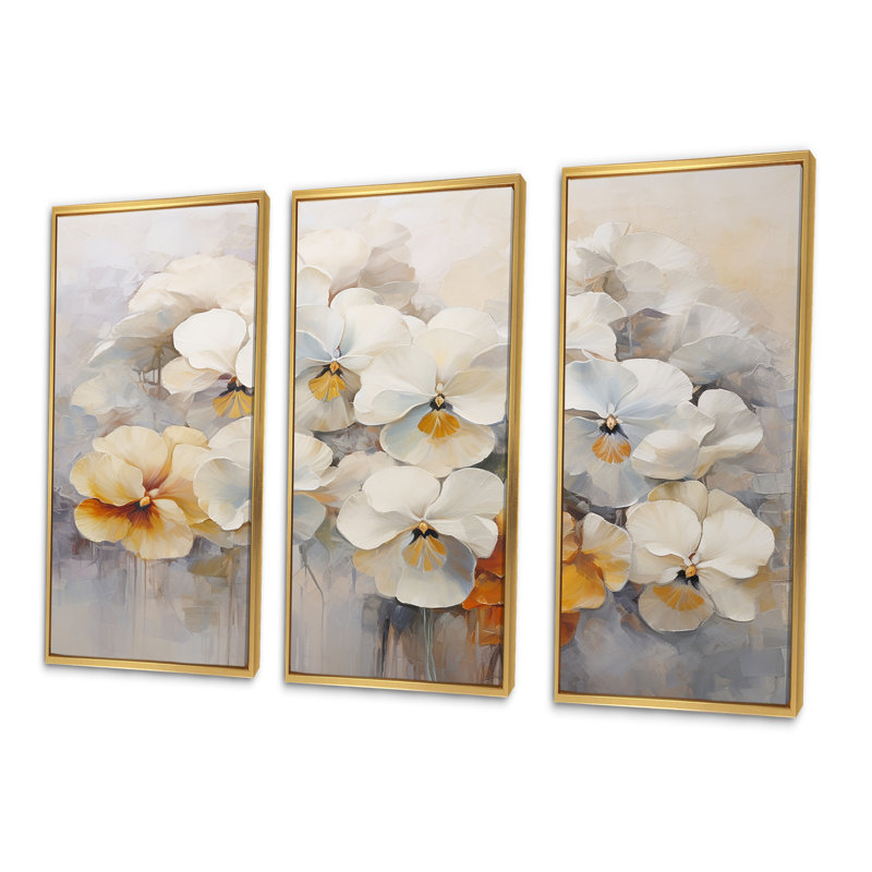 Ensemble de salon Vans Pansy Dreams Bouquet II - Pansies, Cadre flottant doré, H 32 po x l 48 po x P 1 po