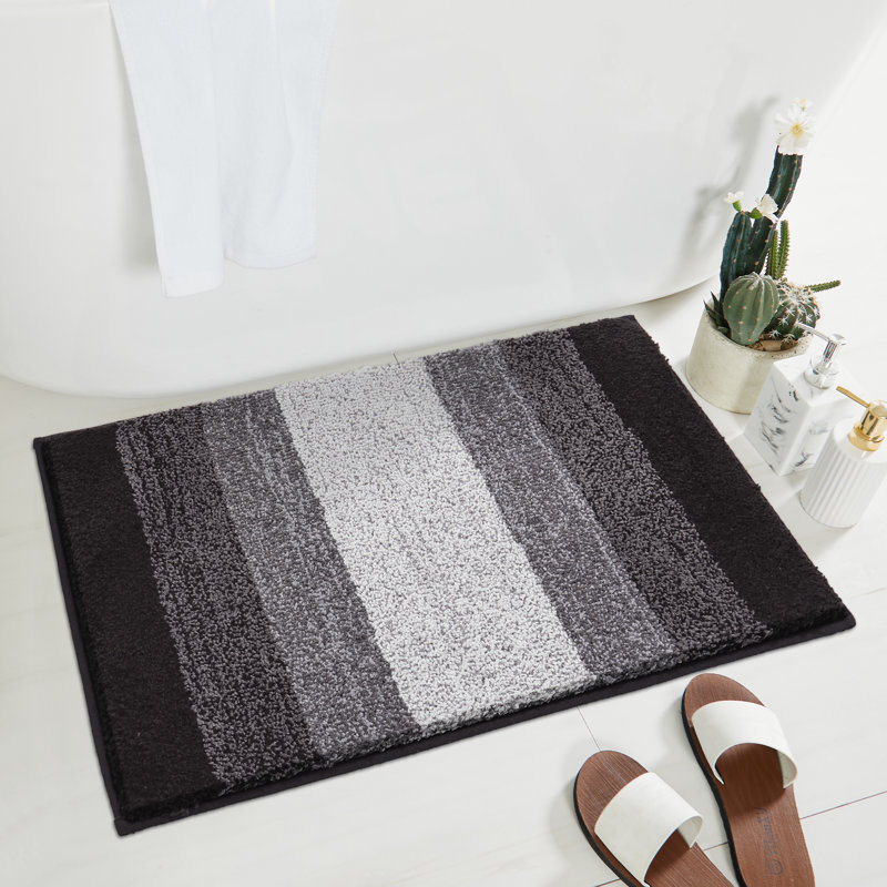 Water Absorbent Soft Plush Bath Mat, Black, 31.5" L x 19.68" W