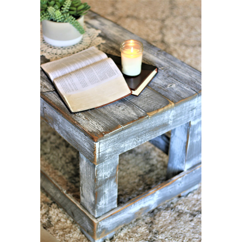 40” Reclaimed Wood Coffee Table – Weathered Gray Rustic Farmhouse Table | Solid Wood, Handmade, Fully Assembled