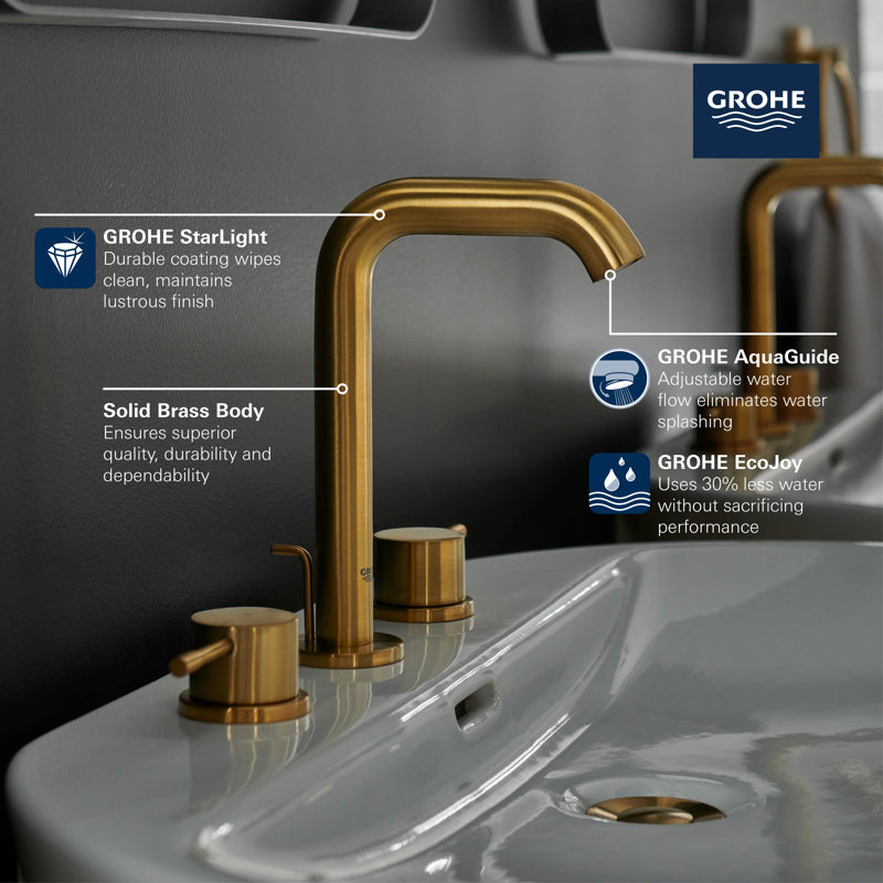 Essence New Widespread Bathroom Faucet with Drain Assembly, Brushed Cool Sunrise