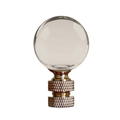 Smooth Ball Lamp Finial Crystal Amber Glass, 30mm
