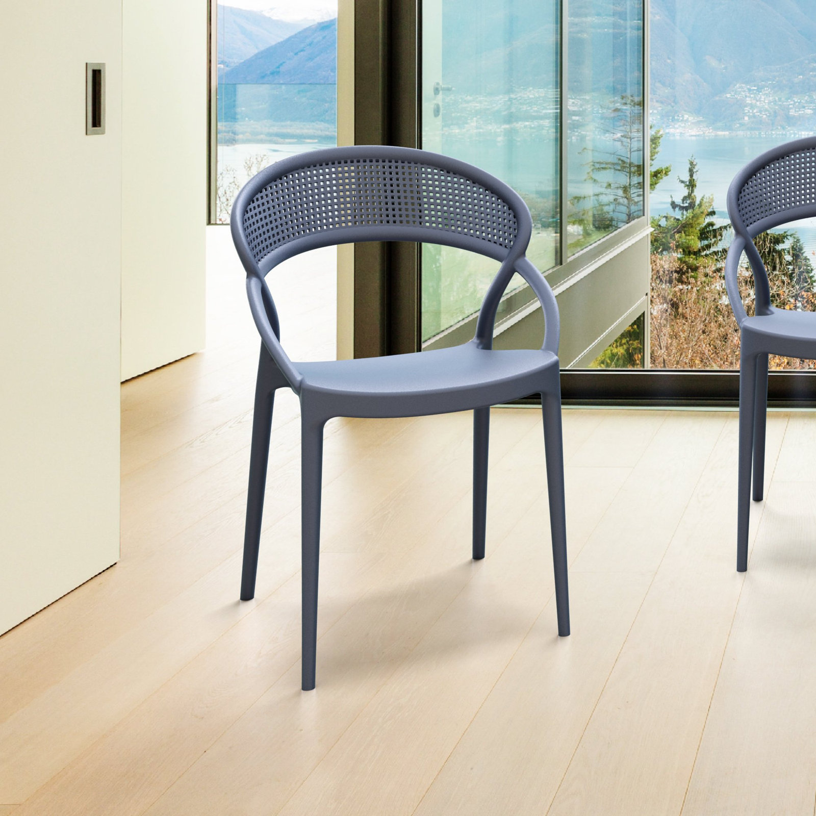 Farrah Stackable Patio Armchair, Dark Gray