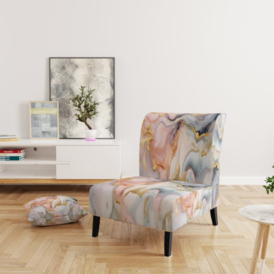 Berendien Marble Upholstered Slipper Chair Velvet