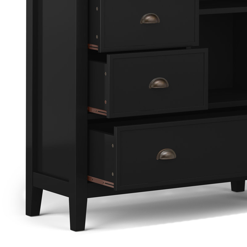 Redmond Solid Pine Black Freestanding Office Storage Cabinet