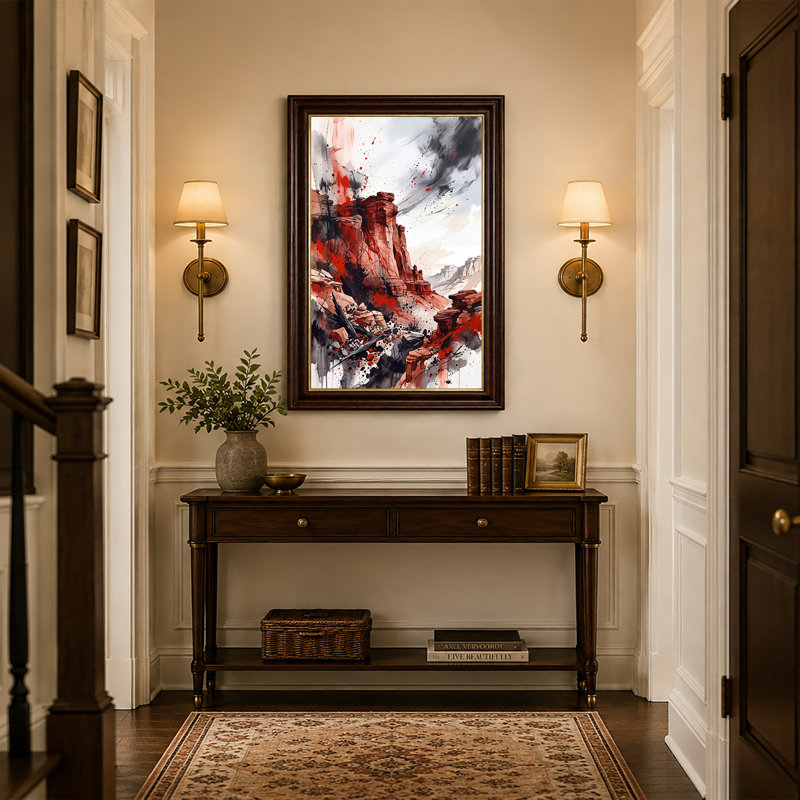 «Red Rock Canyon», art abstrait encadré sur toile, 24"H x 16"W