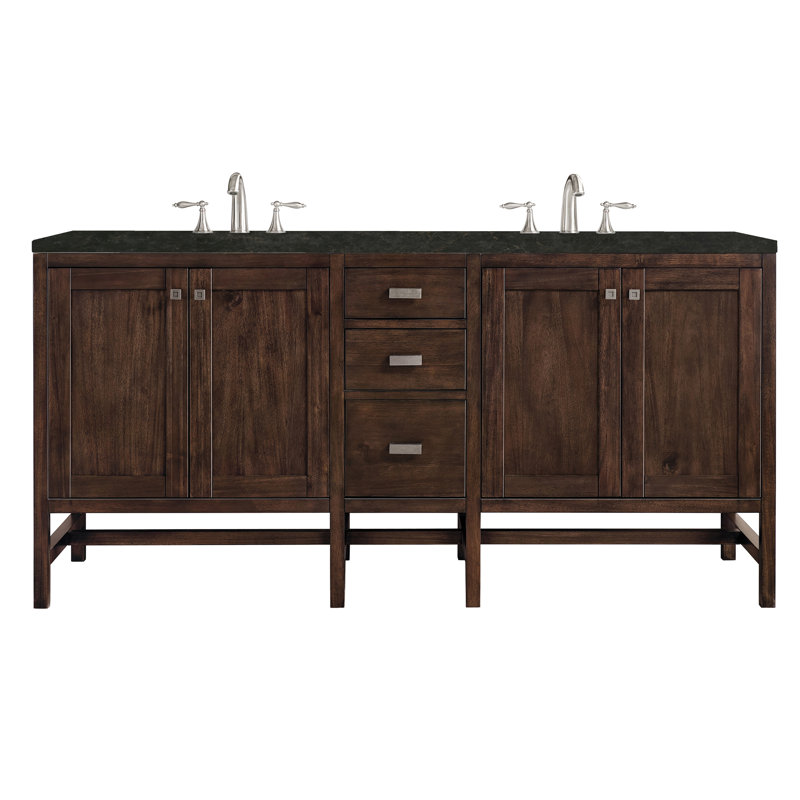 Addison 72'' W Double Vanity, Mid-Century Acacia, Phantome Eclos, 8" Widespread