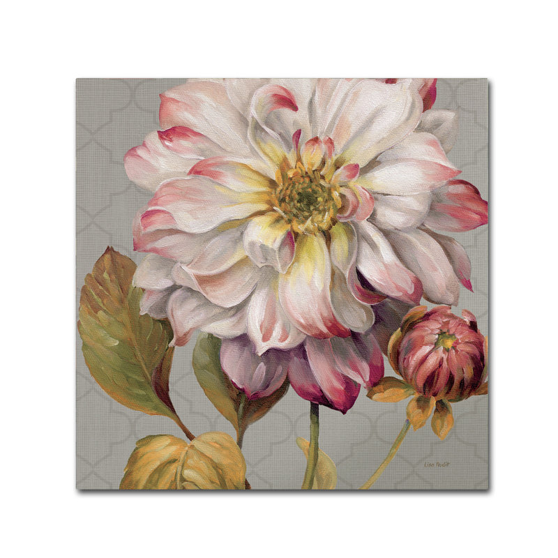24" Square Pink and Gray Floral Canvas Art