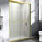 72 Inches Tall Double Sliding Shower Door, 44 - 48 Wide, Semi With 1/4 Inch  6Mm  Tempered Glass, Brushed Gold, Frame, Precise Setup Wide X High Bathroom Door Adjustable Width, Quiet & Smooth System,-129099822
