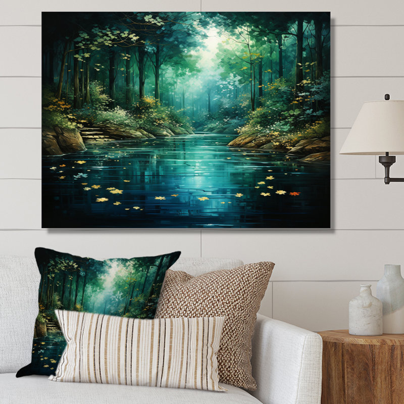 «Forest Emerald Canopy River», art mural sur toile, H 24 po x l 32 po x P 1 po, Toile tendue