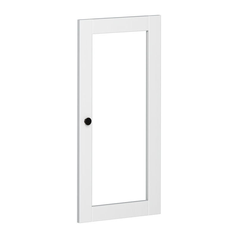 Ramdev 100% Solid Wood Modular Cabinet Clear Glass Door Kit, White