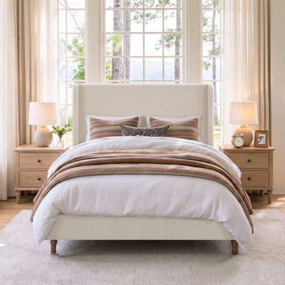 Mozter Upholstered Wingback Platform Bed