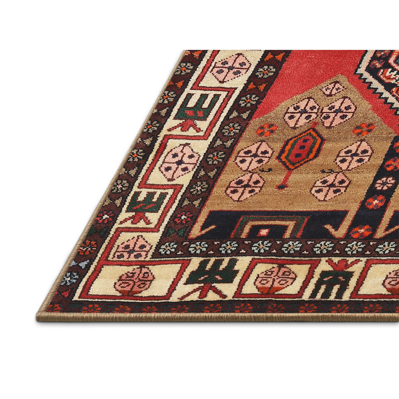 Tapis noir / rouge / beige Southwestern, Rectangle 5 pi x 7 pi