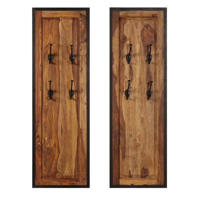Coat Rack Acacia Wood with Natural Grain Patterns Freestanding Hall Tree Style Rack