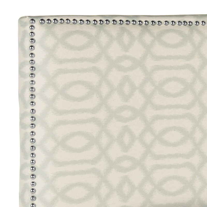 Upholstered Panel Headboard, Queen, Pale Blue and Wheat