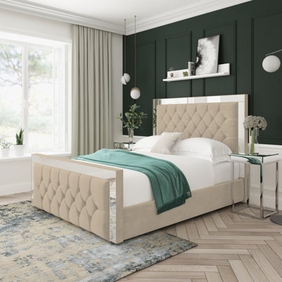 Naples Velvet Upholstered Ottoman Bed Frame