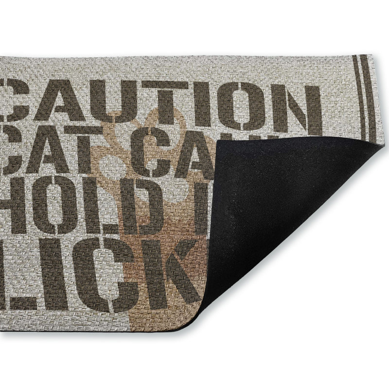 Tapis de porte d'extérieur en forme de chat «Cat Don't Hold Licker», par Kim Allen, 18 po x 30 po