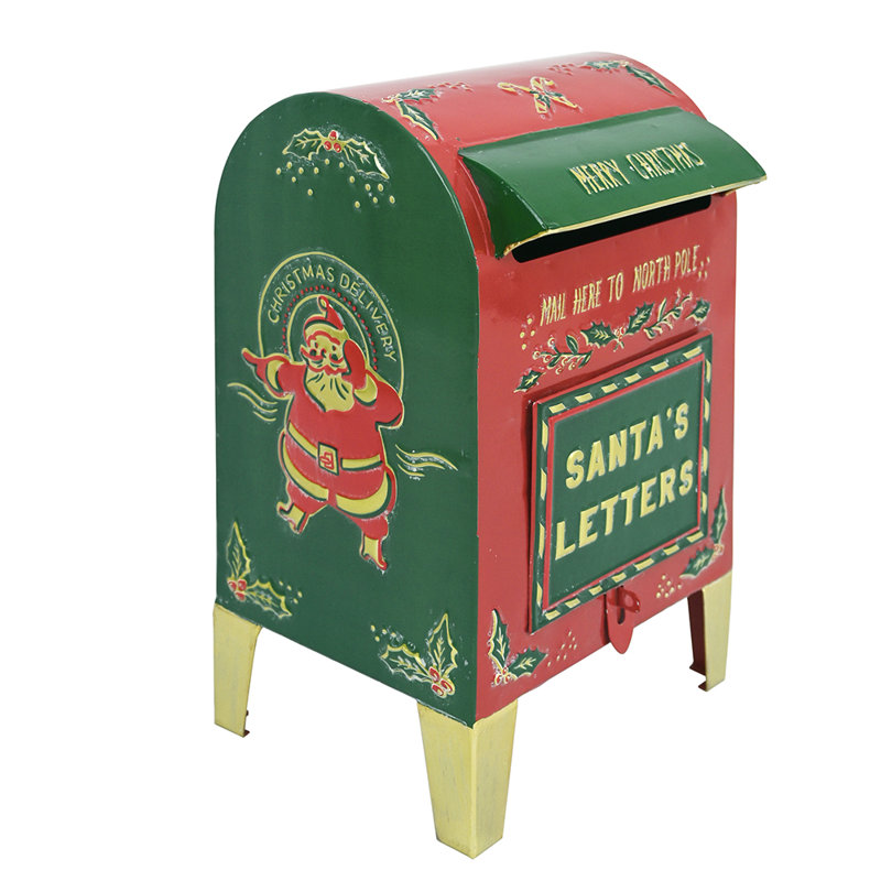 Boîte aux lettres rétro de Noël au père Noël - boîte aux lettres du pôle Nord, décor de Noël, boîtes aux lettres du père Noël, décoration des Fêtes pour les lettres, cartes-cadeaux et présentoir de manteau de cheminée