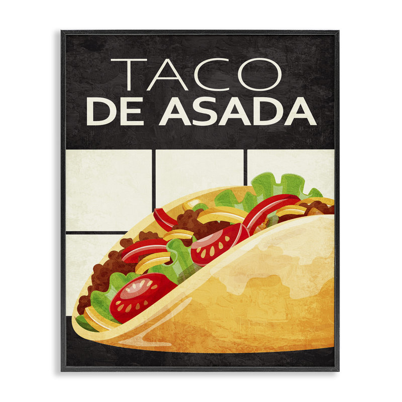 Giclée Taco Classic Meal, par Kim Allen, H 14 po x l 11 po, Giclée encadrée noir minuit
